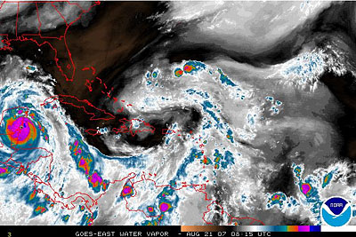 hurricane dean water vapor image